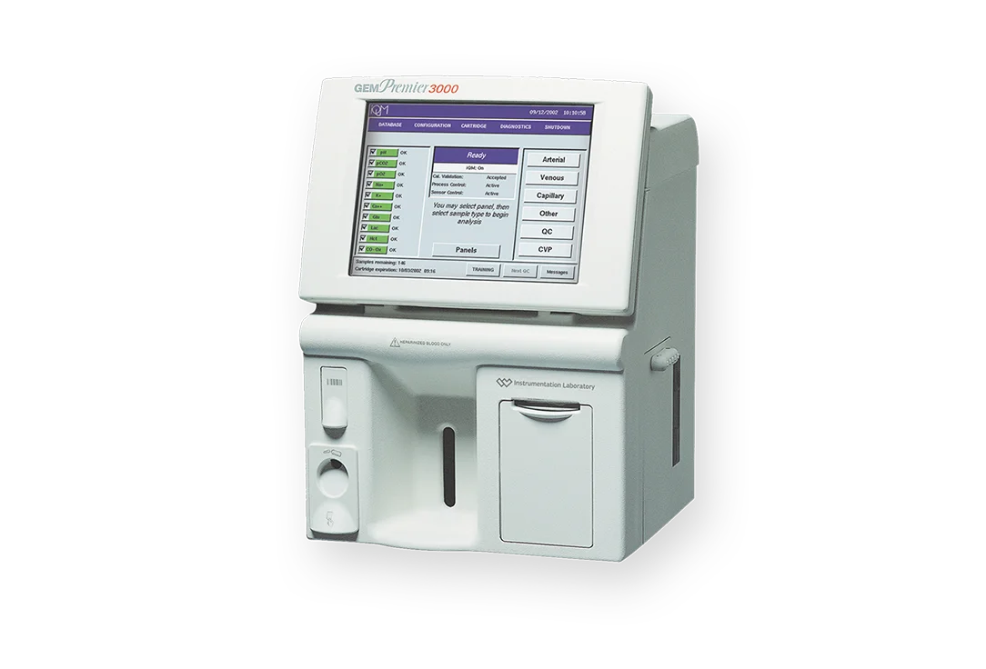 
GEM PREMIUM 3000 CARTRIDGES INSTRUMENTATION LABORATORY Blood Gas Radiometer measures pH, blood gases, electrolytes, metabolites 