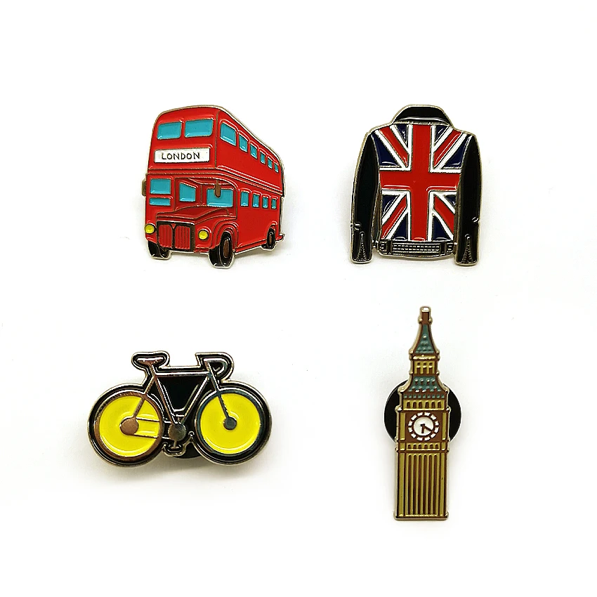 tourist gifts custom logo UK souvenir soft enamel lapel pins
