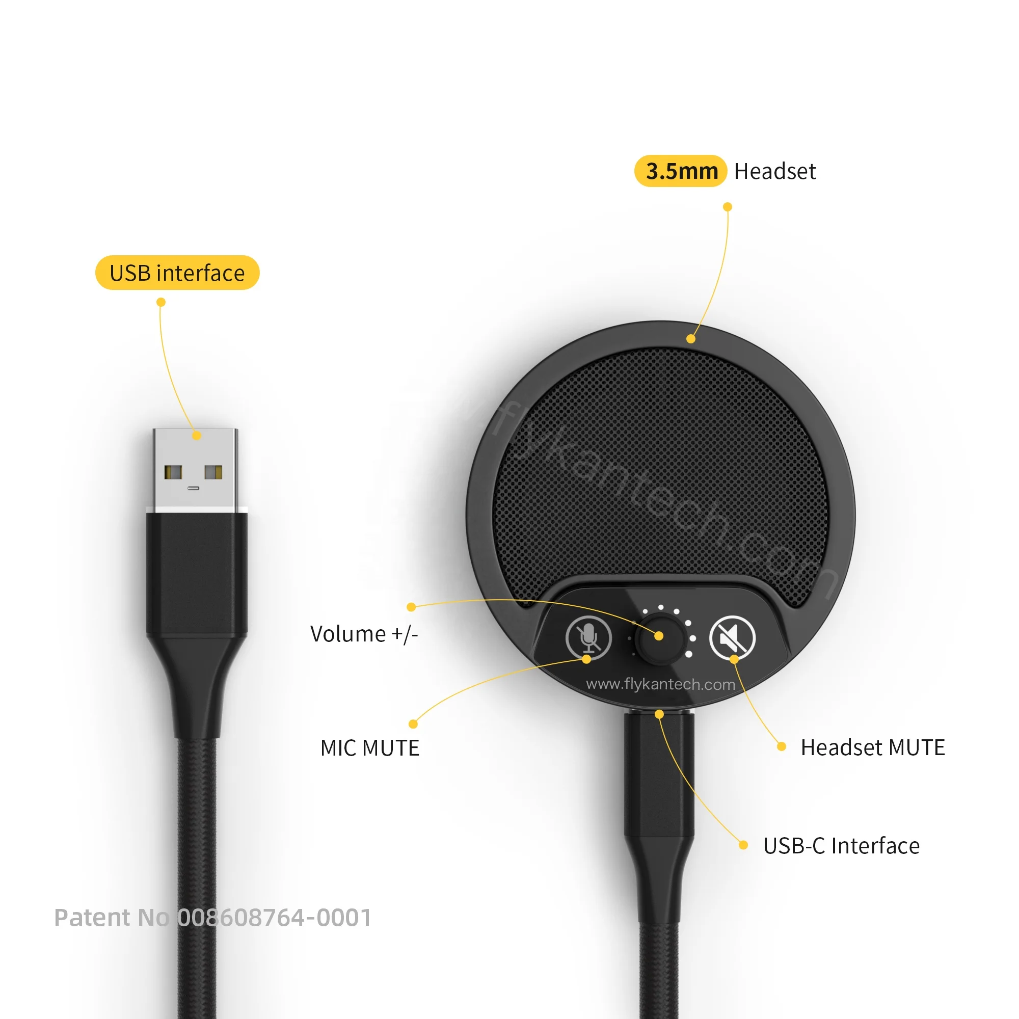  Всенаправленный пикап USB микрофон конференции-flykan конденсаторный с 3 5 мм jack