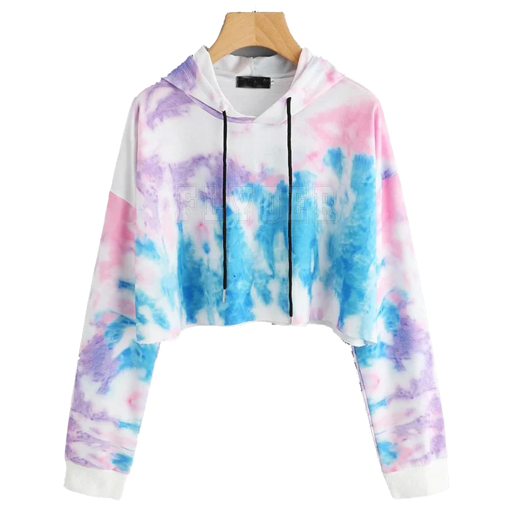 Custom High Quality Sweatshirt Women and Girls Casual Long Sleeve Short Hooded Sweatshirt Top Blouse Hoody Sweats