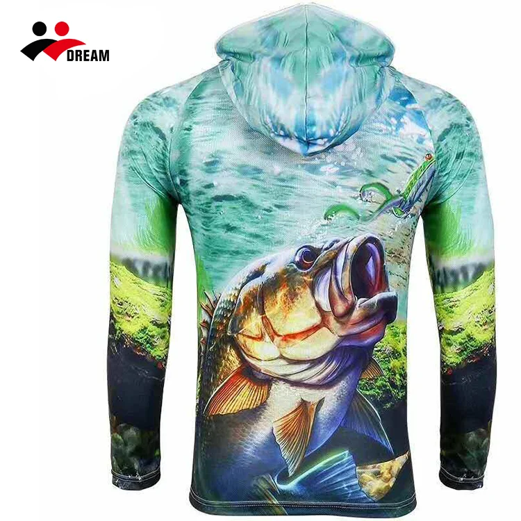 Пользовательская быстросохнущая сублимированная Защита от УФ лучей оптовая продажа Толстовка для рыбалки мужские футболки для рыбалки
