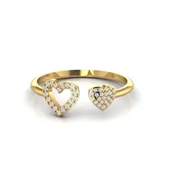 Heart shape Adjustable Diamond Ring For Women Solid 14kt White Yellow Rose Gold 1.54 gram