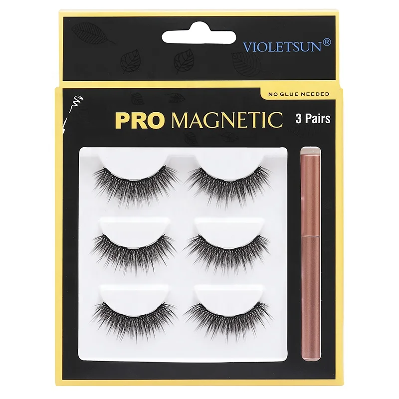 2020 new style wholesale 3 pairs 3D korean magnetic eyeliner and magnetic eyelash kit