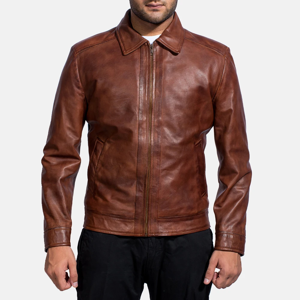 Hot Selling Product 2021 Best Winter Brown Wholesale Fashion Men High Quality Genuine Sheep Skin Leather Jacket