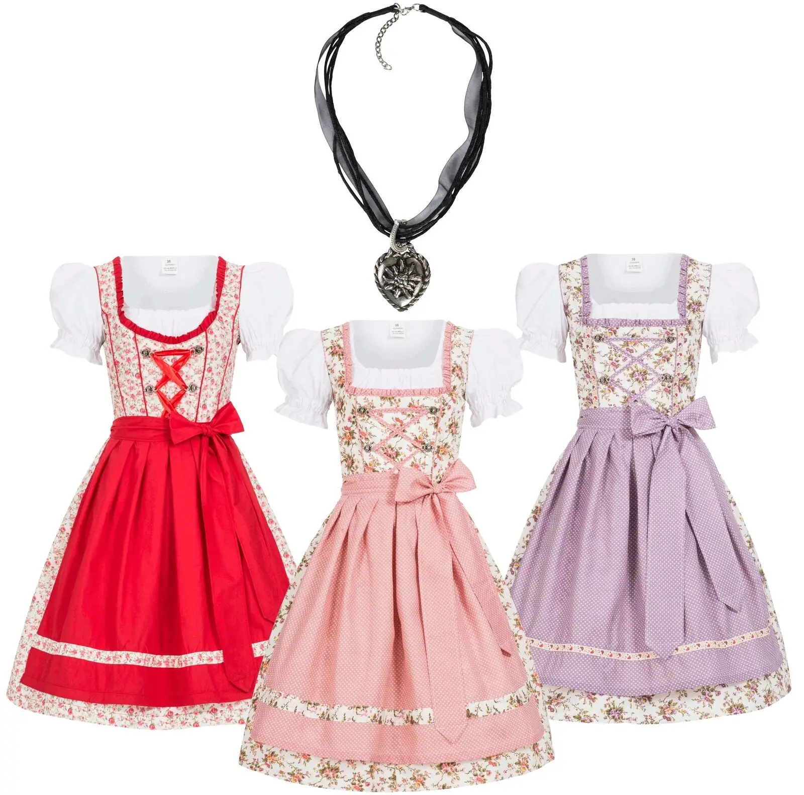 Traditional Oktoberfest Woman Dirndl Dress Printed Cotton and Embroidery Net Fabric / German Dirndl Dress / Bavarain Dirndl