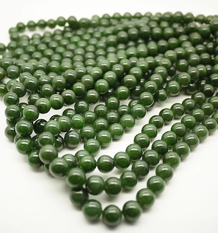 100% natural gemstone beads string 10mm green jade beads necklace