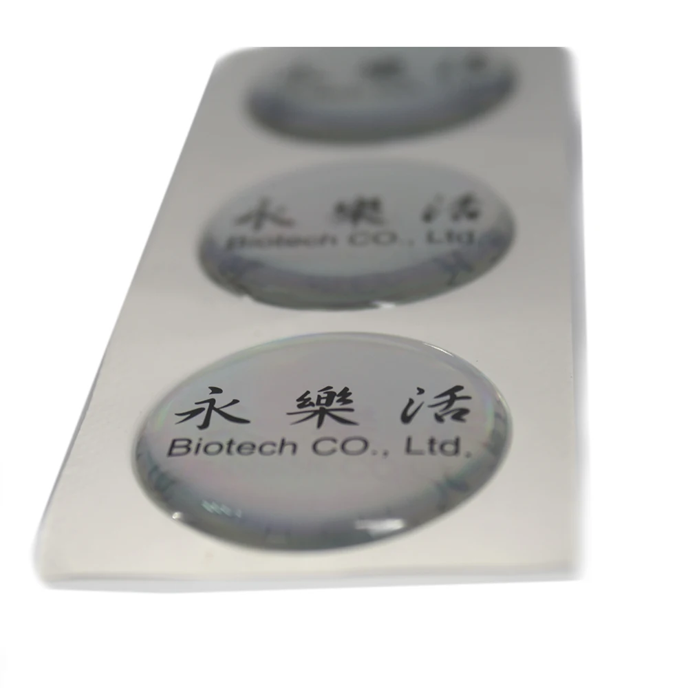 Crystal shape silver metallic foil sticker with dome processing 3D and Resin