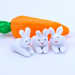 YIWU AULLAN New Design Rabbit Desktop Decoration Gifts Three Bunnies In Carrot Purse Stuffed Plush Toy  Easter Bunny