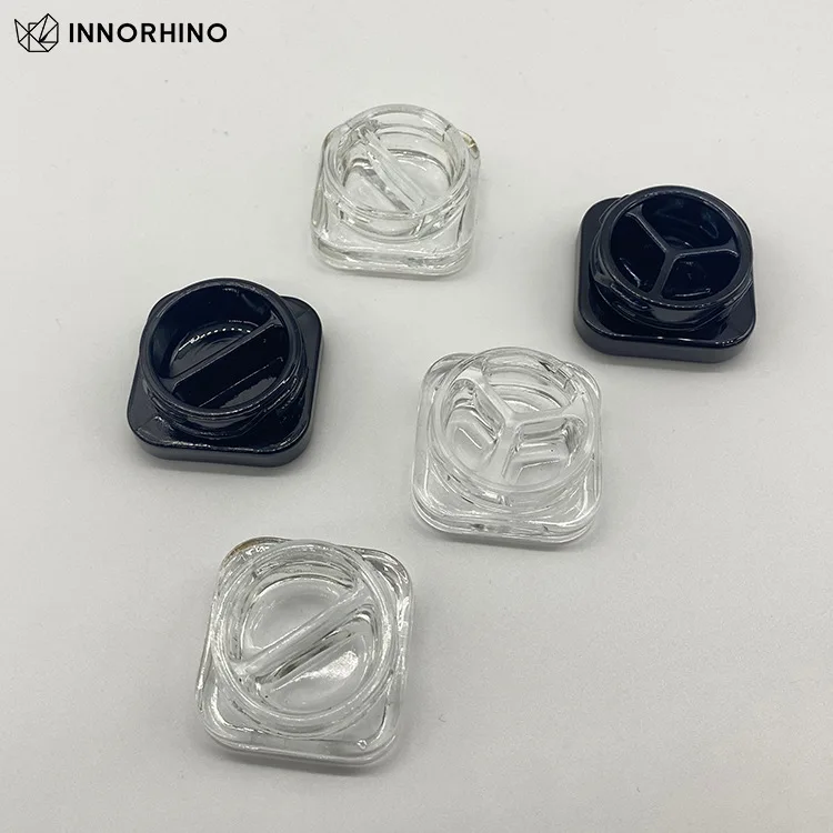 Black Glass Jar Container 2 3 Way Divider Cr Child Resistance Lid Cap Concentrate Solid Wax Kief Center