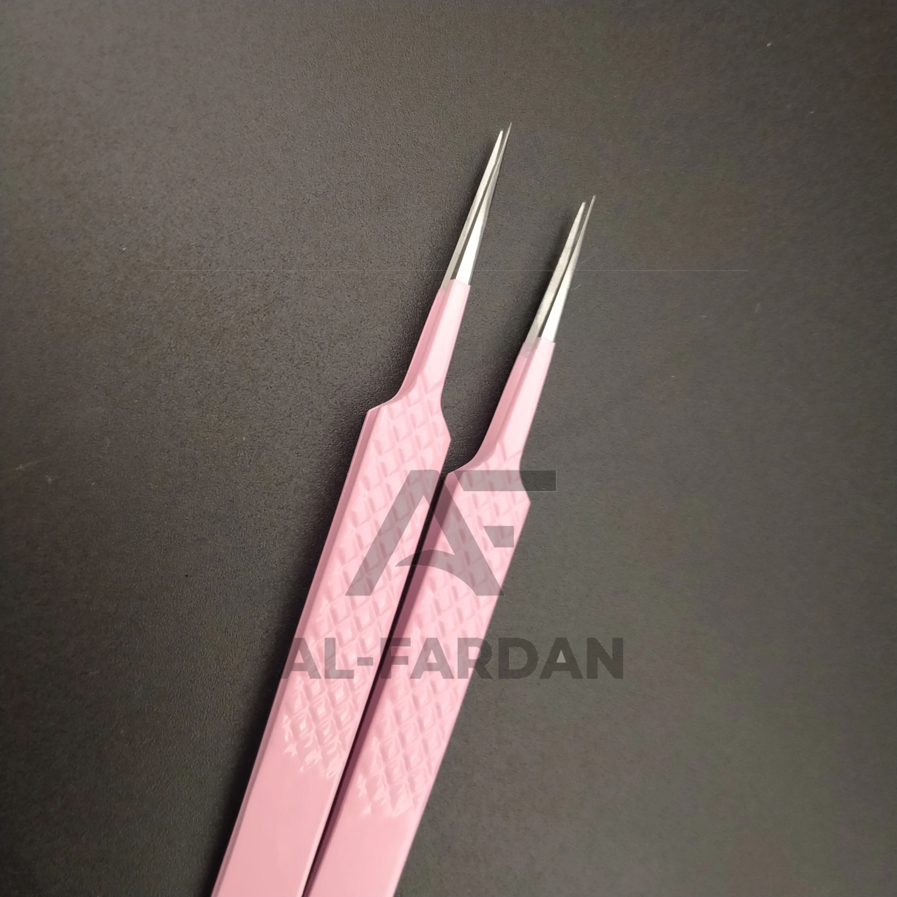 Baby Pink Color Straight Pointed Silver Tip Tweezers For Lash Extension Diamond Print Stainless Steel Fiber Grip Eyelash Tweezer