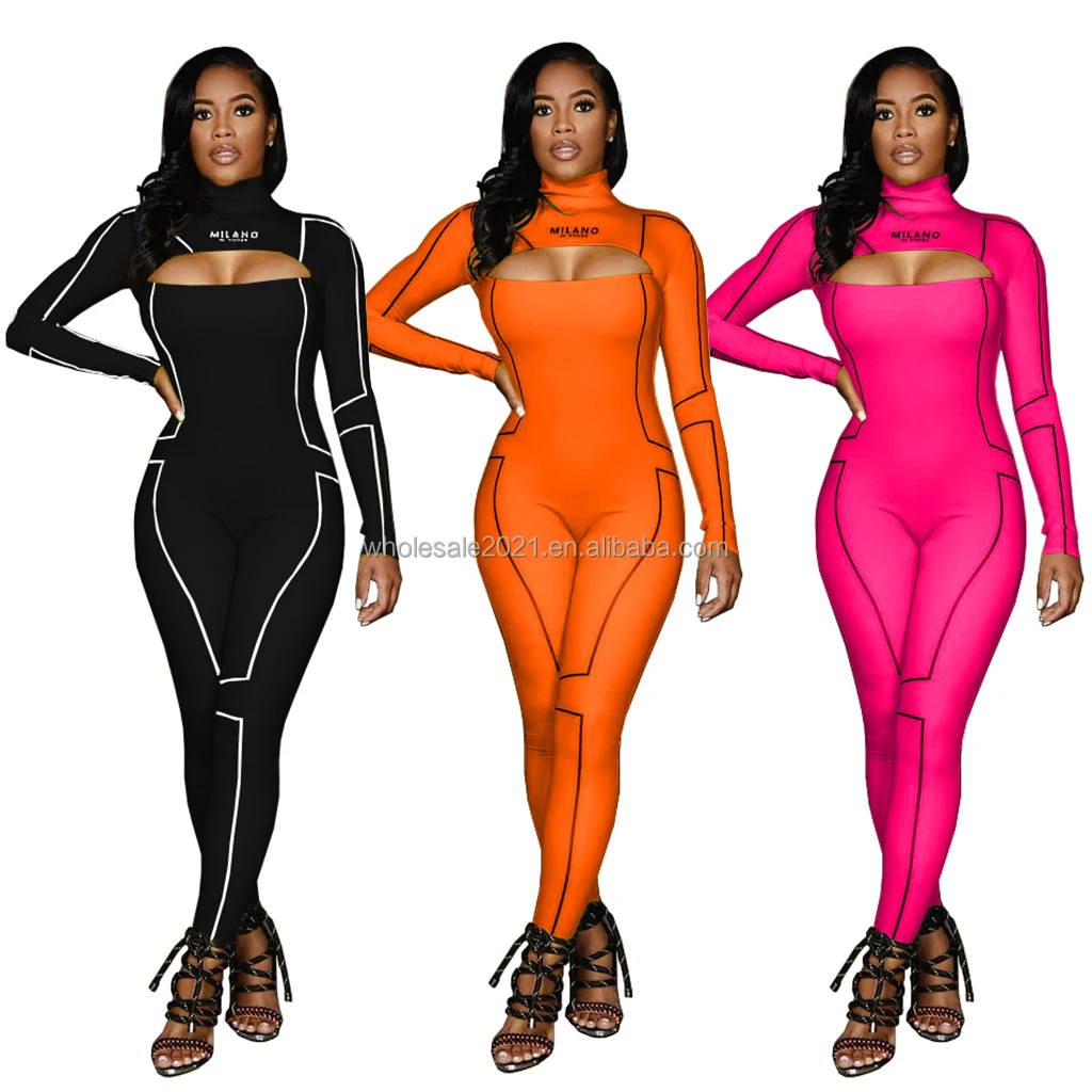
Hot sale High Quality Women Fashion Backless Zipper Sportswear Jumpsuit Cold Ladies High Collar Tight Manufacturer Price 