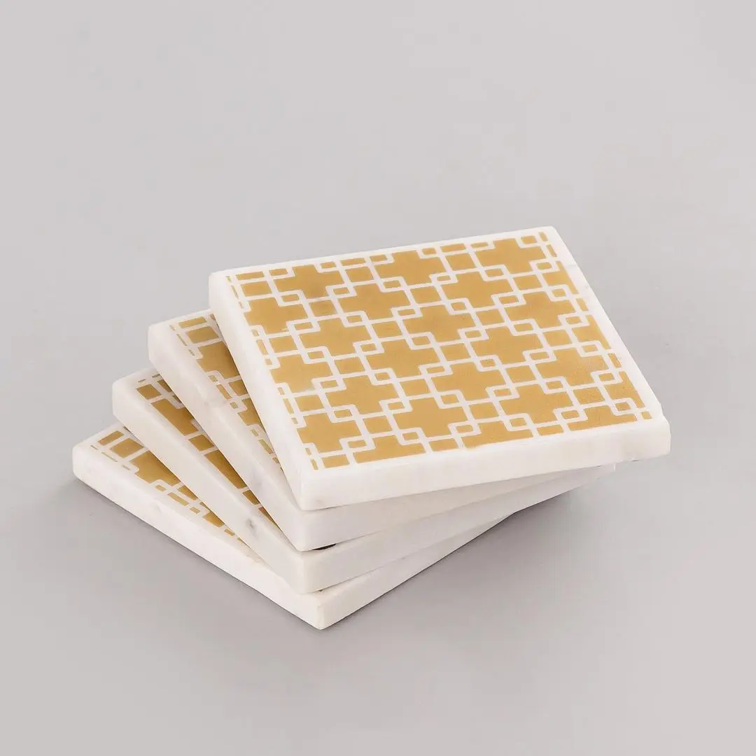 Лидер продаж на Amazon креативные Мраморные Подставки золотого цвета с принтом для дома оптовая