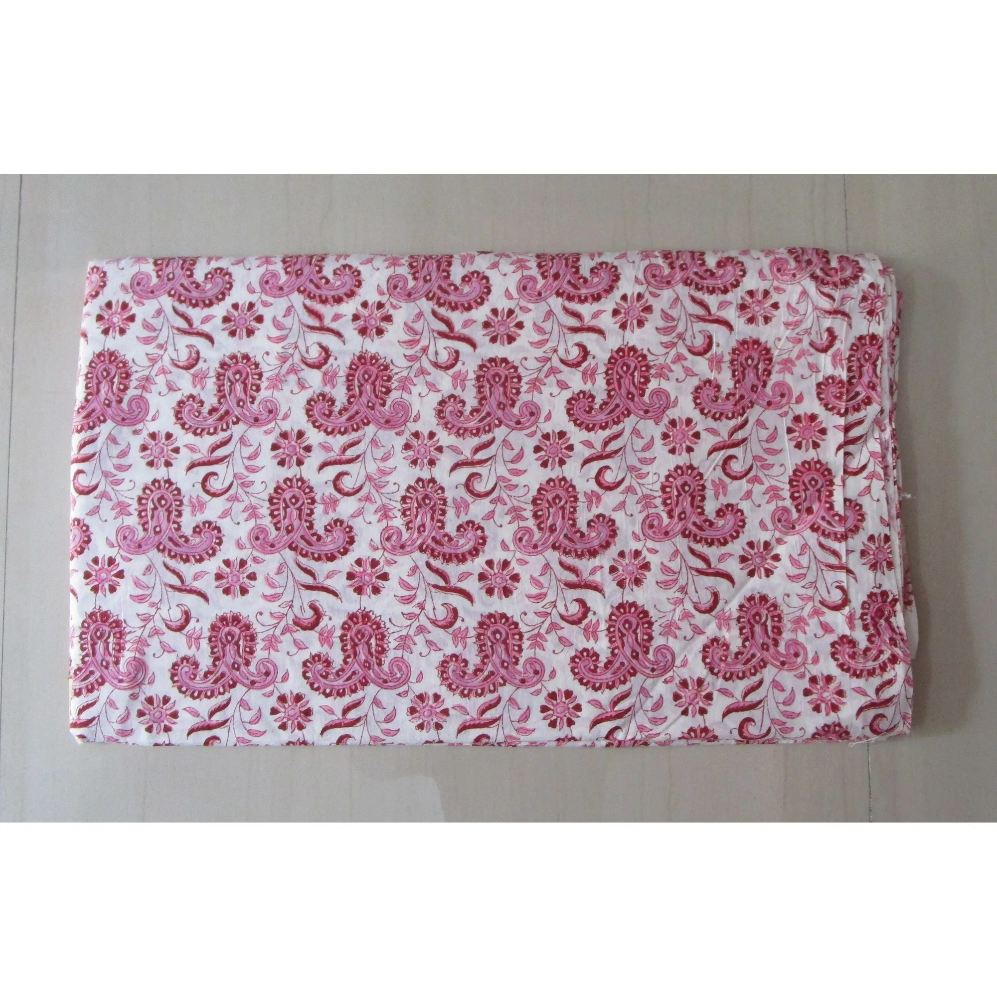 cotton cambric raw metrical / sanganeri block printed cotton running fabric