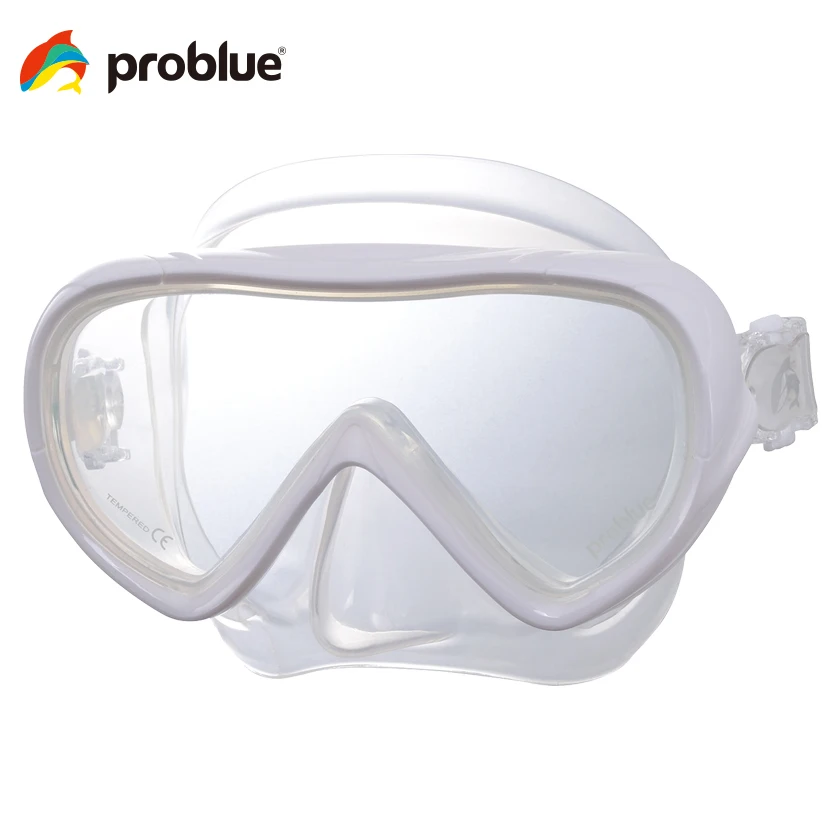 Problue MS-152 Diving Mask Lightweight Low Volume with Wide Field Vision Adults Scuba Diving Swimming Glass Lenses Snorkel Mask