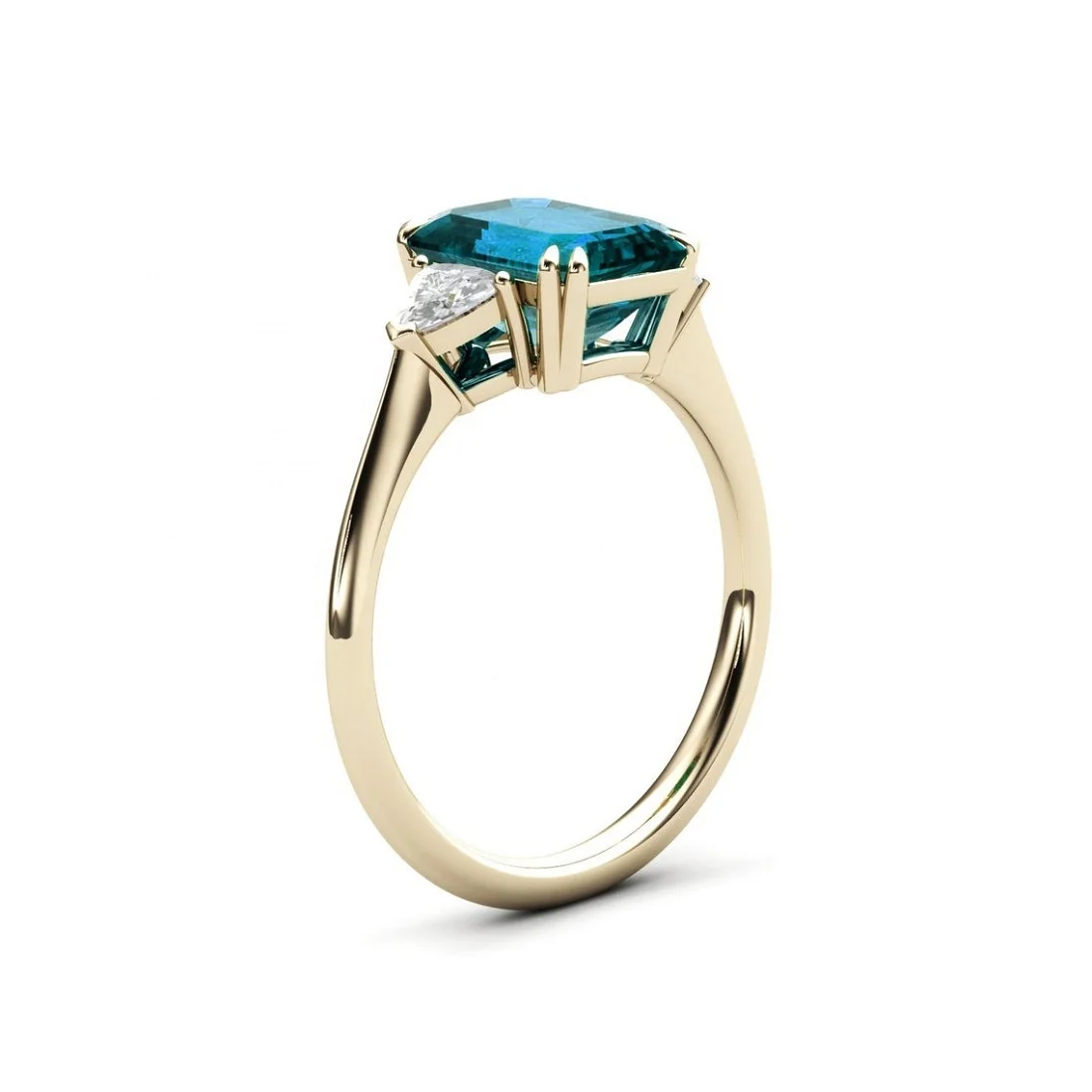 925 Sterling Silver Beautiful Emerald Cut London Blue Topaz Stone Engagement Rings Jewelry for Girls Shop Now at Wholesale Price