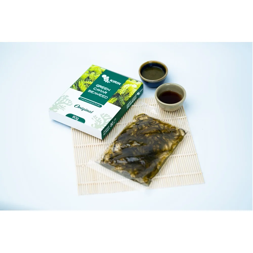 
100% Organic Fresh Seasoned Sea Grape Green Caviar with Shelf Life 9 months and Weight 80g from Thailand 