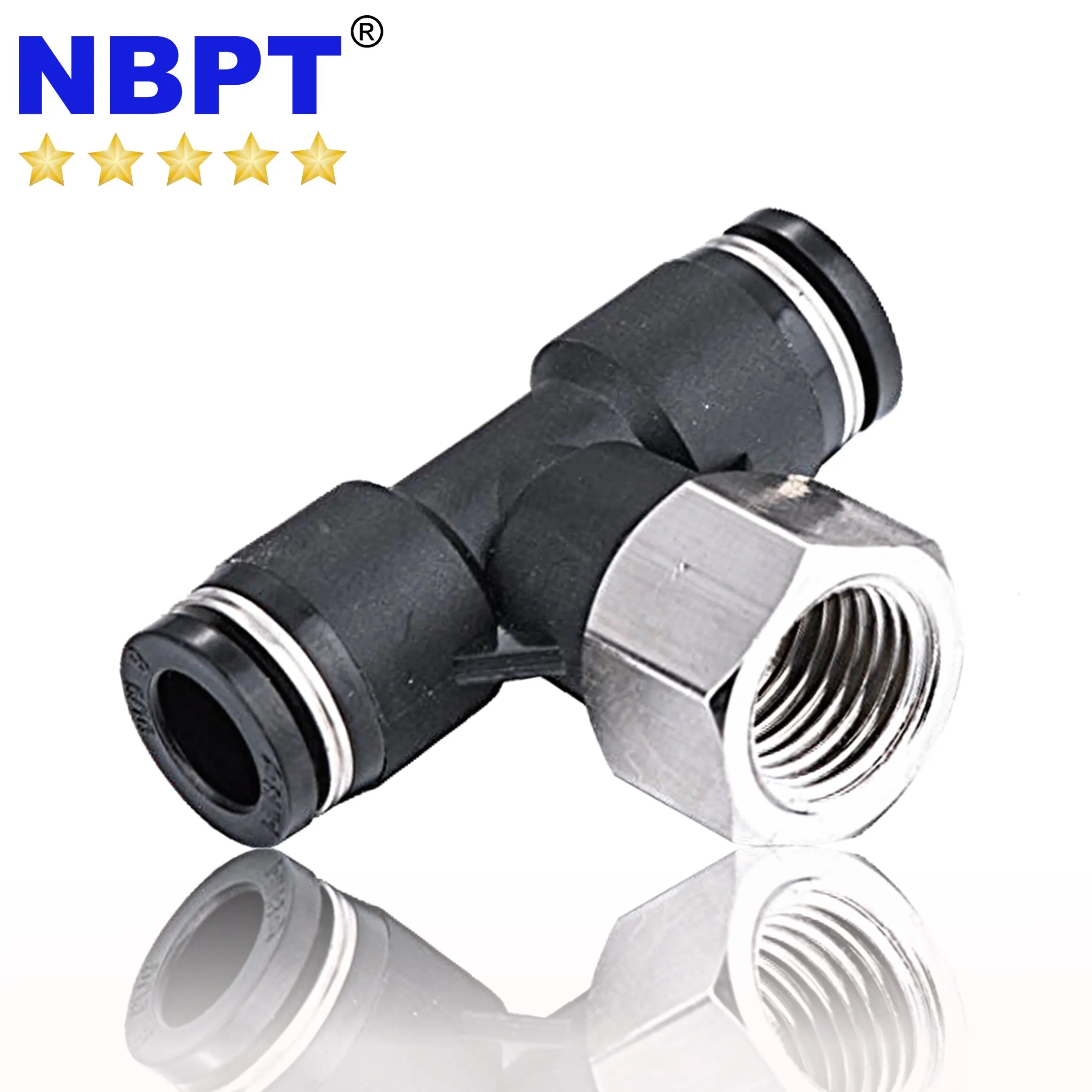 PLF пластиковый никелированный латунный нажимной для подключения фитинга 90 градусов Женский BSP NPT резьба Локоть Пневматический фитинг от NBPT