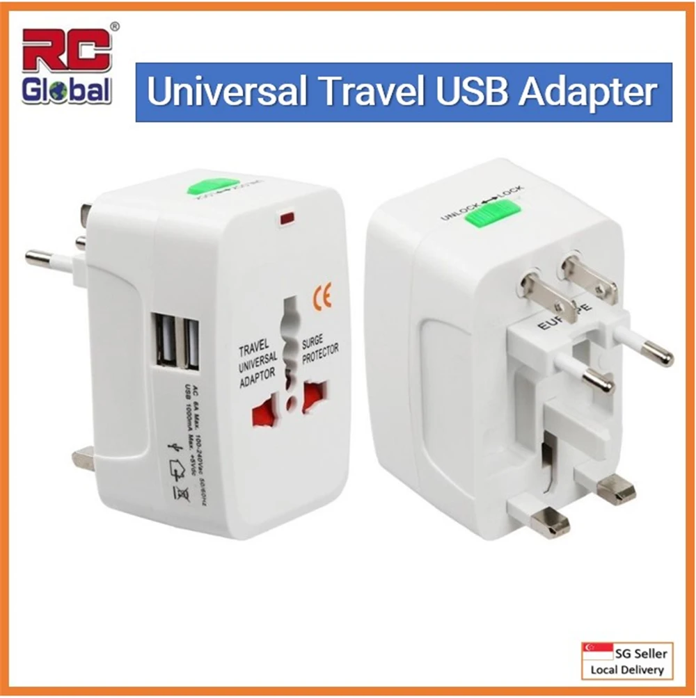  RC-Global с 2 портами (стандарт зарядки Универсальное зарядное устройство для путешествий по всему миру настенное переменного тока AU UK US EU штекер Адаптер