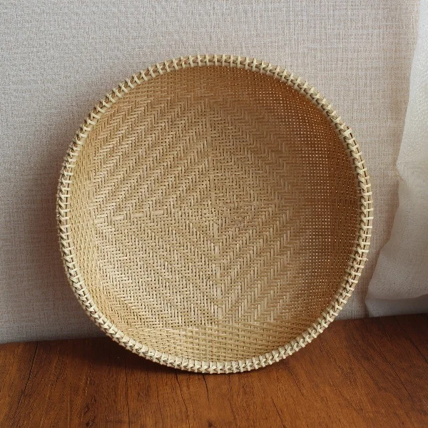 Natural Round Bamboo Wicker Fruit Baskets/ Bamboo Handmade Storage Basket In Vietnam