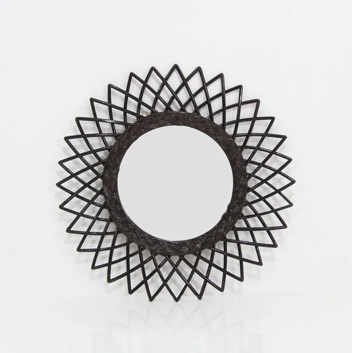 Sun Flower Wall Mirror Natural Rattan