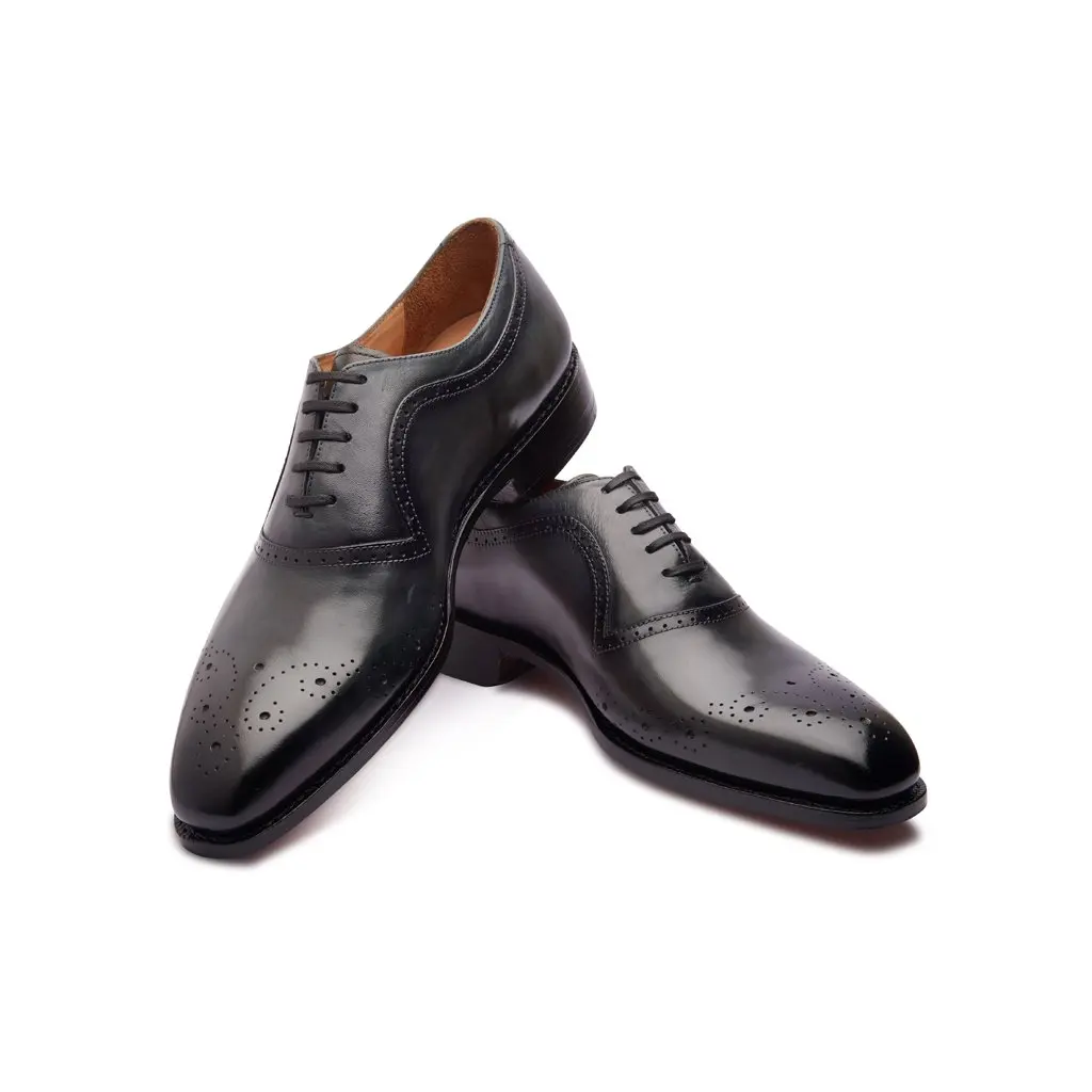  Броги мужские оксфорды ручной работы Формальные туфли из чистой кожи деловые офисные G rey