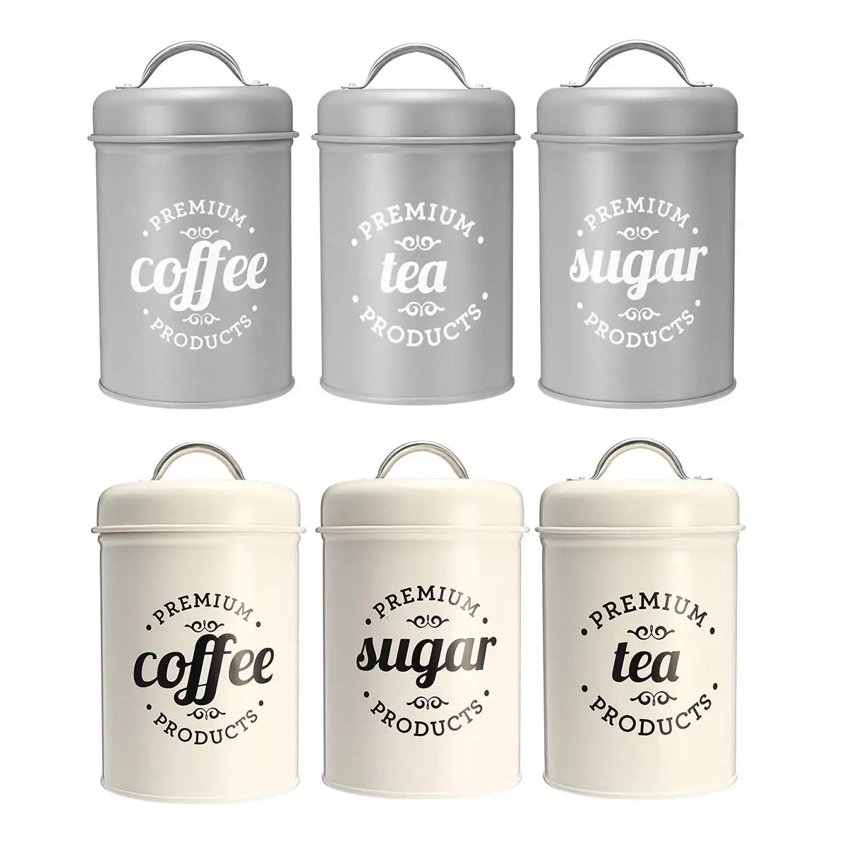 Top Selling Wholesale Pure Stainless Steel Kitchen Storage Canister Air Tight Canister Sugar Coffee Tea Canister Set Funky Color