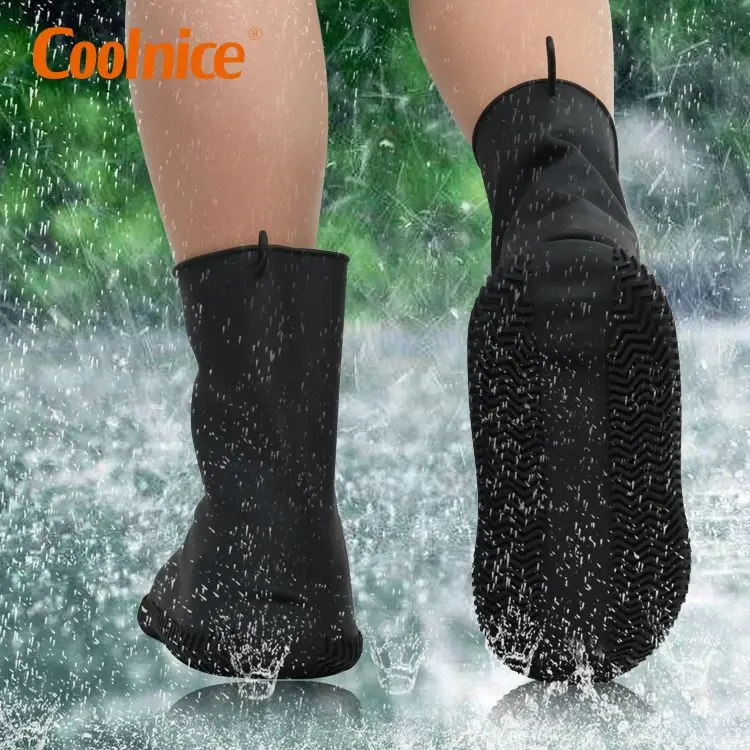 Waterproof Skidproof Zipper Ankle High Rain Boot Elastic Latex Shoe Cover