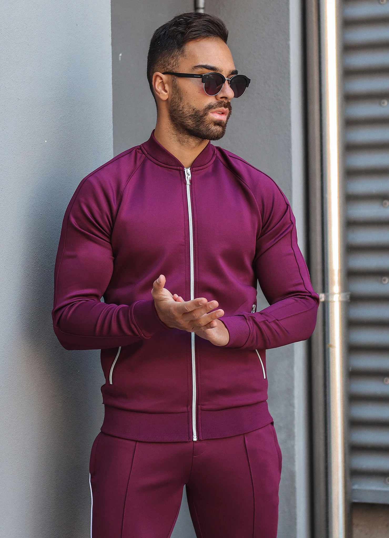 French terry sweat suit slim fit track suits men running sport jump suit custom tracksuit 100%cotton french terry slim fit track