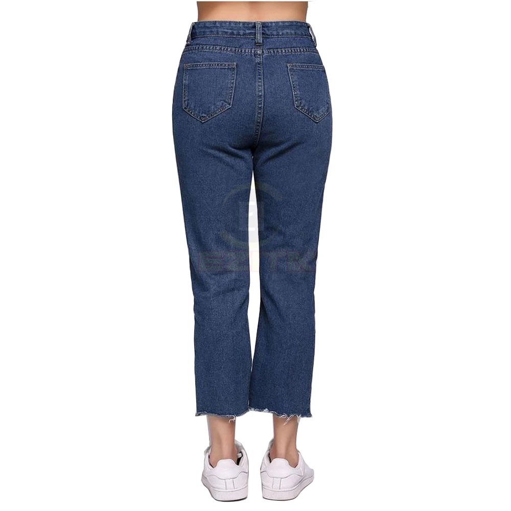  Однотонные женские прямые джинсы с высокой талией