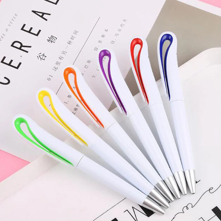 NPPL-017 белая пластиковая шариковая ручка твист действий пера с разноцветным бантом форма зажим для подарков