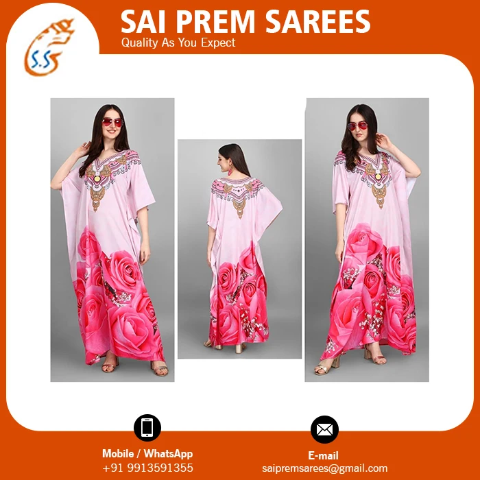 New Arrival Best Selling Kaftan With Digital Printing Women Muslim Moroccan Kaftan With Beautiful