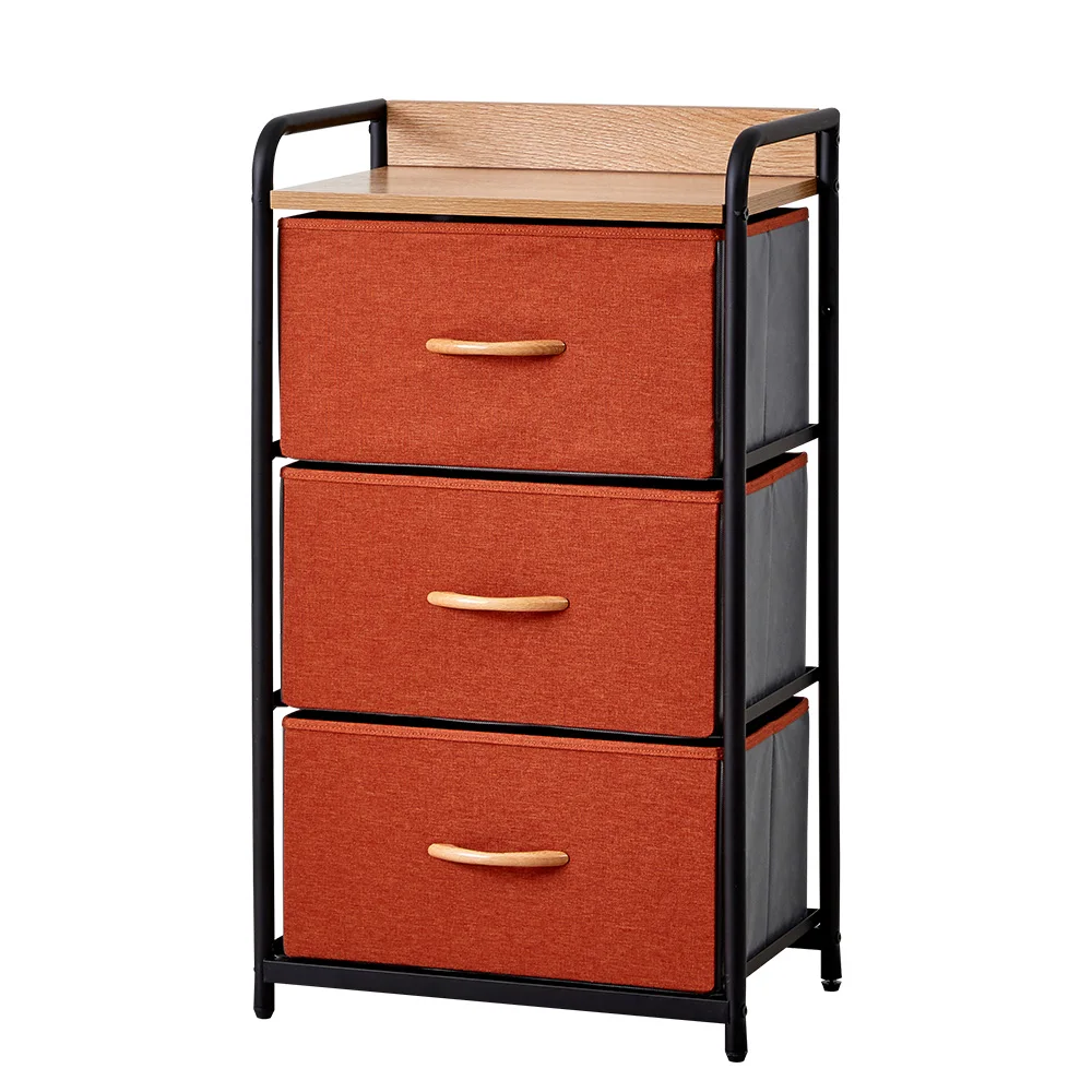 Kids Fabric drawers Clothes Storage Cabinet Organizer furniture Black Metal Frame Wooden shelf tool boxes