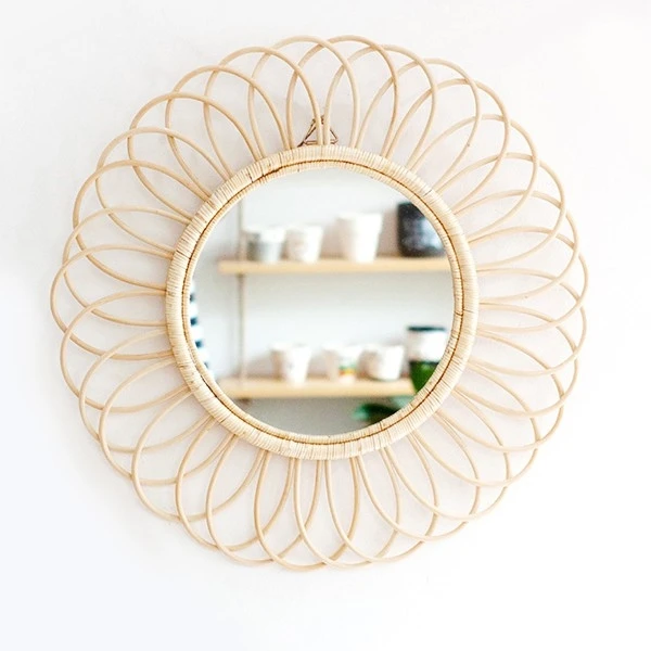 Decorative Wall Mirror Rattan Mirror Frame Handmade for Home Decor from Vietnam Vintage