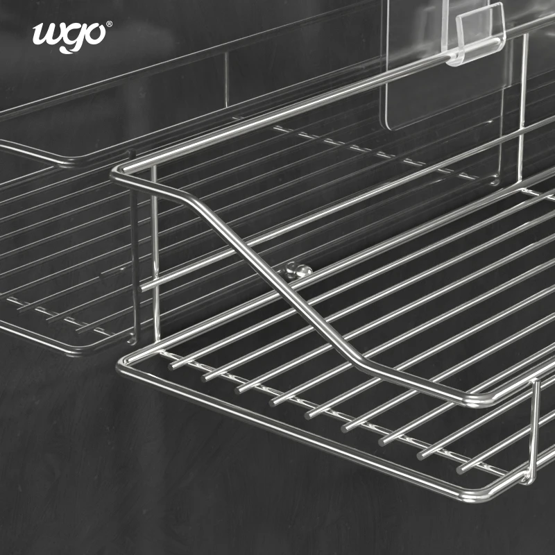 
Adhesive Reusable Bathroom Storage Basket Adjustable Hanging Shower Caddy Corner Wire Shelf Mount No Drilling Stainless Steel 