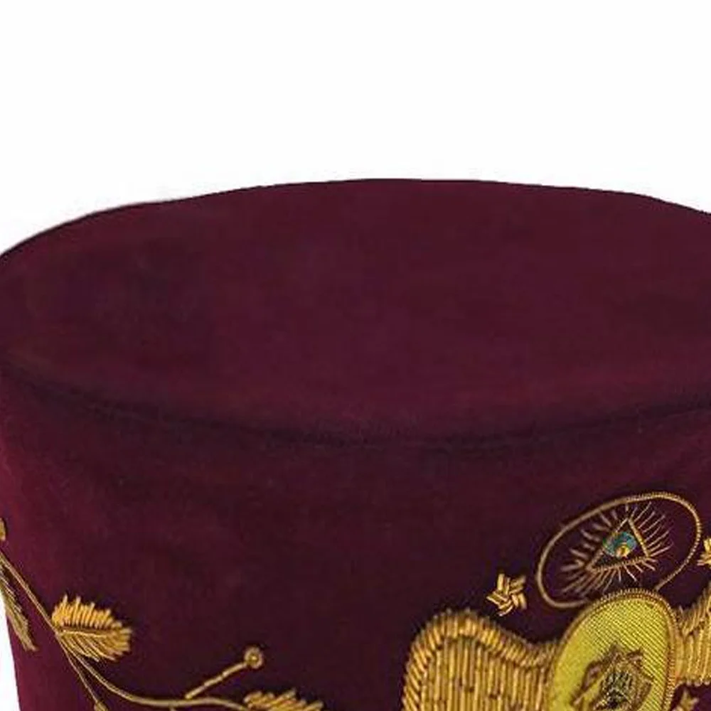 Masonic Hat 95th Degree Scottish Rite Hand Embroidered with Maroon velvet plastic piece inside of the hat with best quality