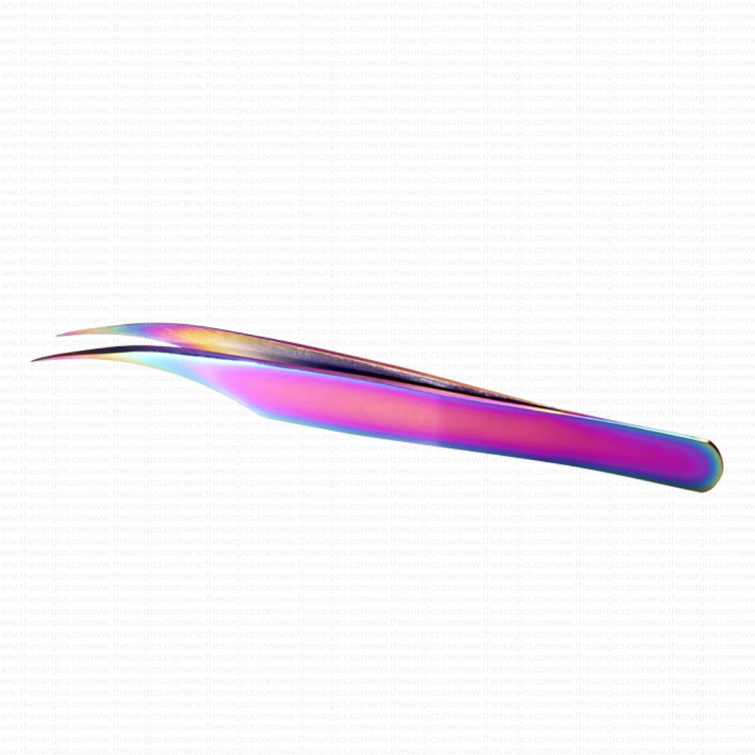 Rainbow Straight Isolation Curved Volume Eyelash Extension Tweezers Custom Logo Private Label Stainless Steel Wholesale