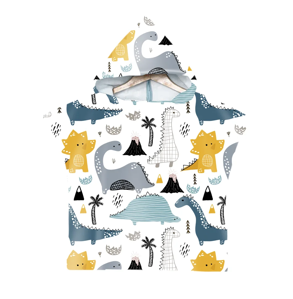 Cute Animals Cartoon Hooded Poncho Beach Bath Towel Kids Microfiber Quick Dry Wholesale Drop Shipping