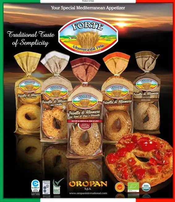 Made In Italy Gourmet Whole Wheat 350g Hard Dry Ring Shaped Bakery Frisella For Snacking