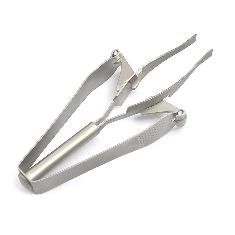 Automatic Eyebrow & Eyelash Tweezers Stainless Steel Satin Straight Slanted with Pointed & Rounded Tips Eyebrow Plucking Tool