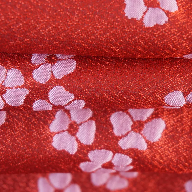 Hot trendy filigree road bottom four leaves small white flowers jacquard fabric for women children