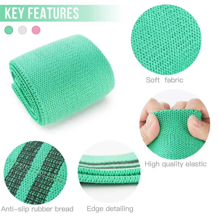 Custom Fabric Private Label Polyester Cotton Hip Booty Resistance Belt Bands with Rubber Logo