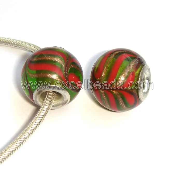 Lamp work Glass Beads wholesale Large hole beads Disc shape beads for jewelry