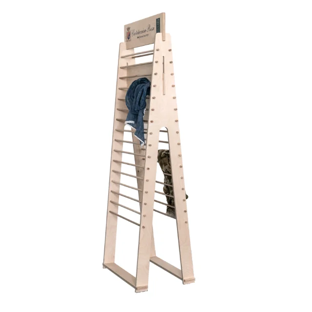 Floor Standing Display Rack Interlocking Custom Design Wooden Garment Display Rack for Clothes