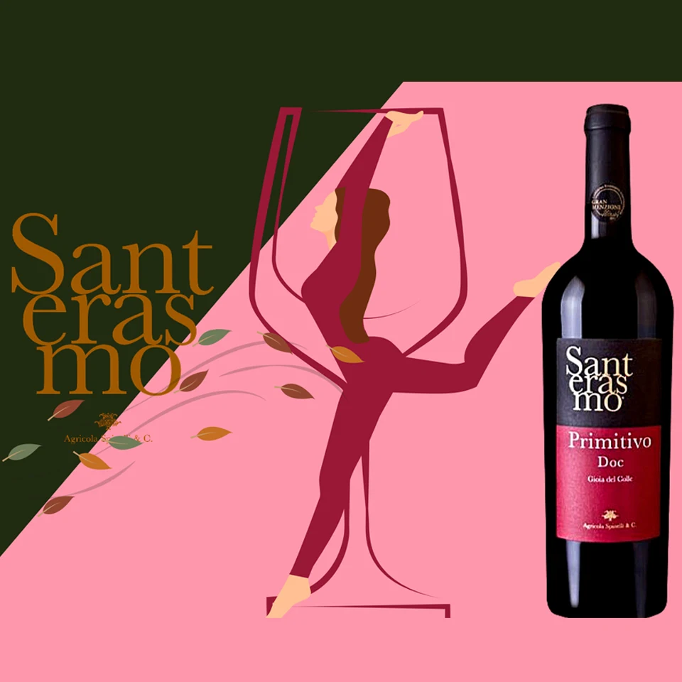Premium quality Italian red wine 0,75L Santerasmo DOP | Dry | Elegant aromas | Made in Italy