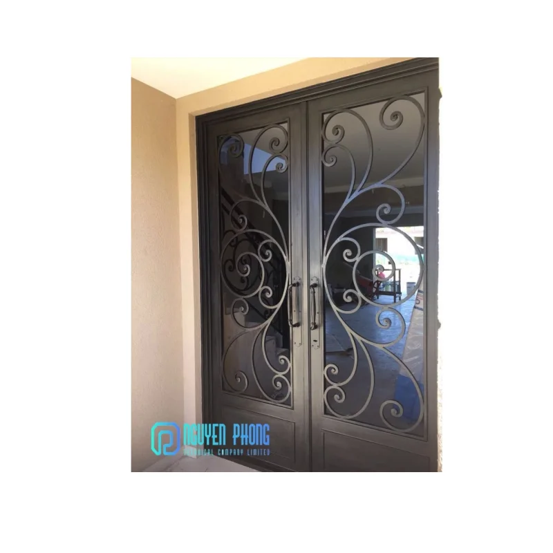 Индивидуальные горячеоцинкованные кованые железные французские двери Современная внешняя дверь стальная входная