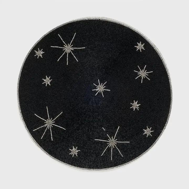 Unique Design Indian Handmade Beaded Mat Durable And Easy to Clean Place Mate Silver Beaded Table Runner