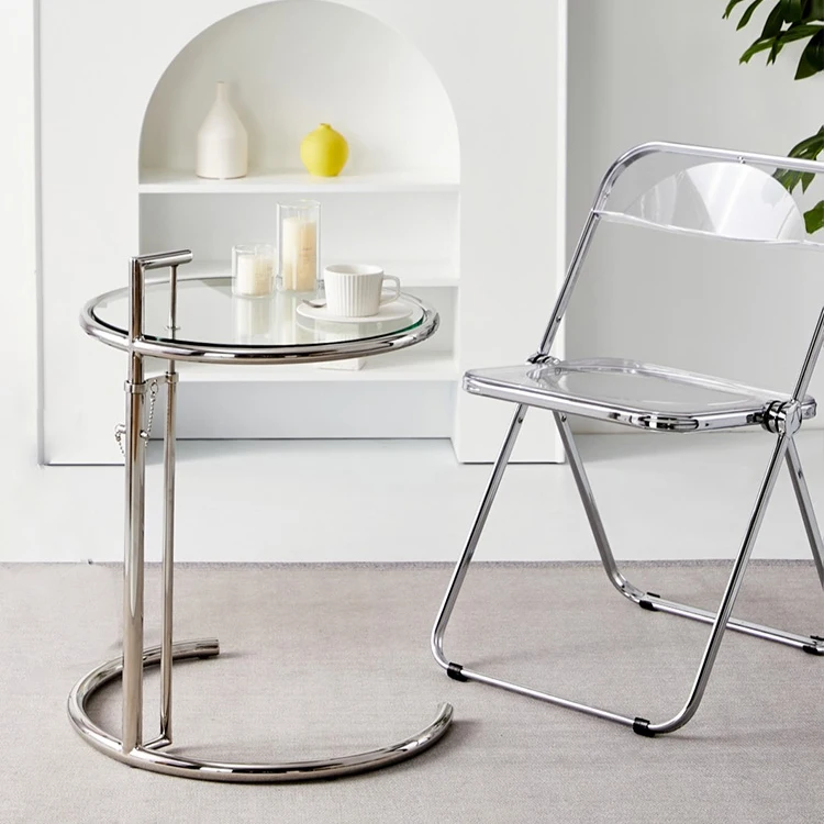 
Transparen Glass Plastic Dining Table and chairs Sets for Coffee Room Furniture with metal frame 