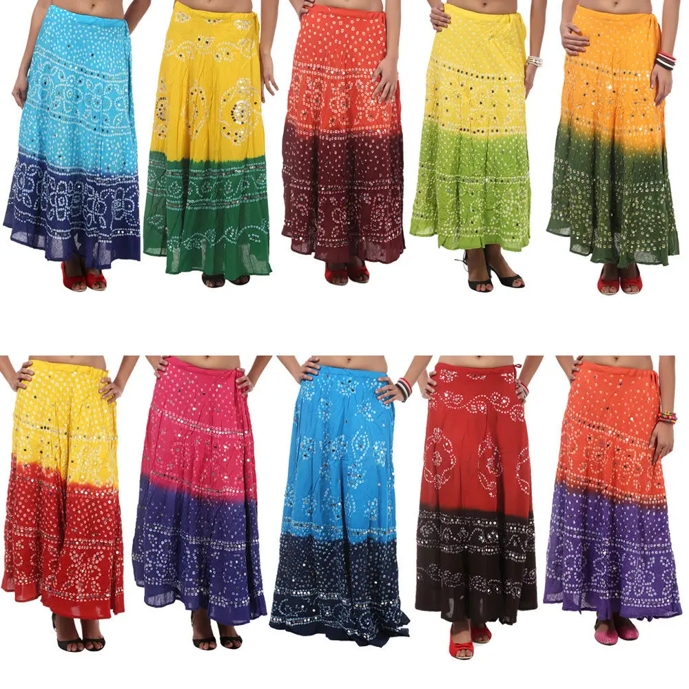 Best Quality 100% Cotton IBandhani Tie Dye Skirt Wholesale Lot, Long Bohemian Partywear Bandhani Skirt