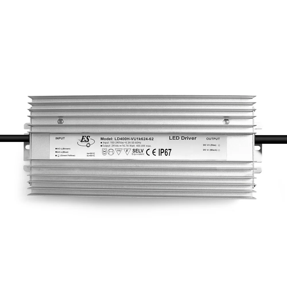 24v 16.7A 301 - 400W 90-264V Es постоянное напряжение без мерцания водонепроницаемый Ip67
