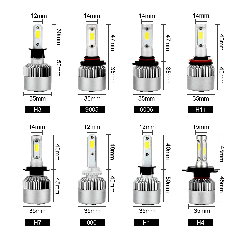Автомобильные светодиодные фары 12V 4000LM cob H4 светодиодных фар для авто H1 H3 H8 H9 H11 9005 9006 H13 18 Вт светодиодная фара головного света S2